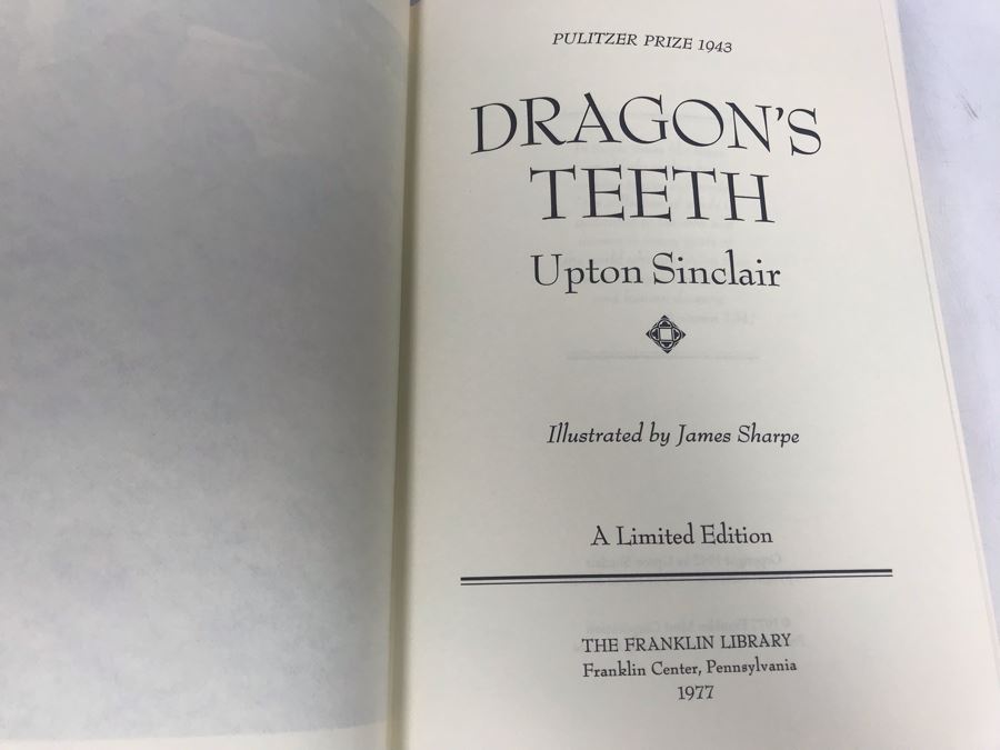 JUST ADDED - Set Of (3) The Franklin Library Hardcover Books: A Fable By William Faulkner, Dragon's Teeth By Upton Sinclair And The Bridge Of San Luis Rey By Thornton Wilder [Photo 7]