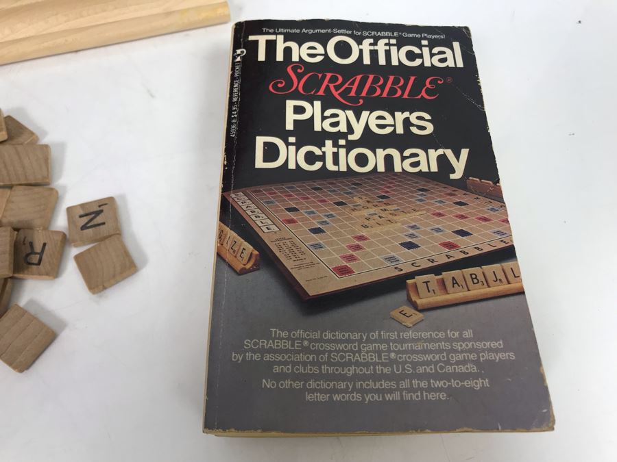 Very Cool Tooled Leather Scrabble Board Game Signed BOB With Wooden Letter Pieces And Official Scrabble Players Dictionary [Photo 8]