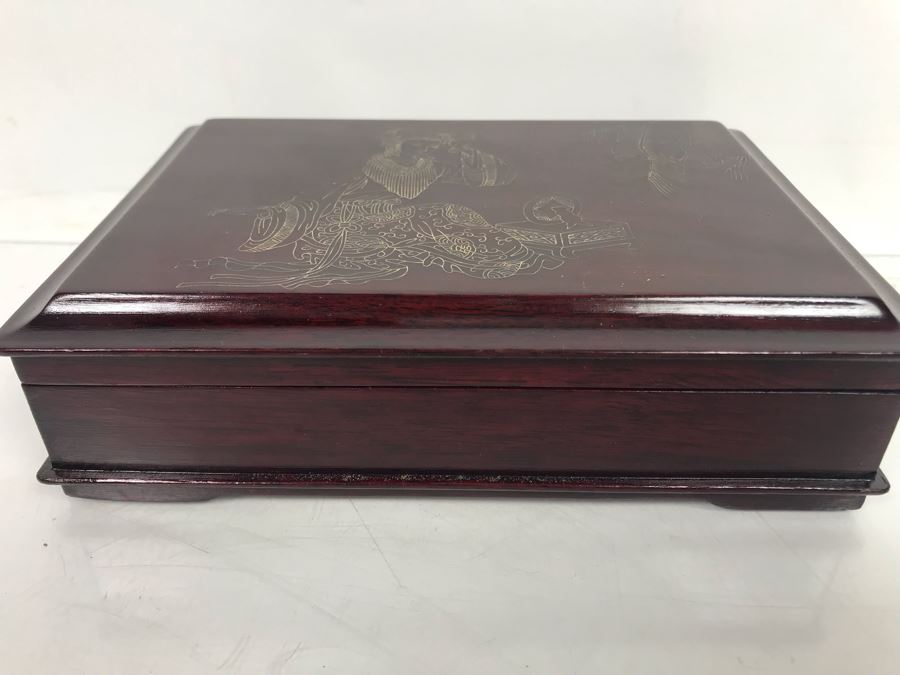 Vintage Wooden Asian Jewelry Box With Collection Of Costume Jewelry [Photo 13]