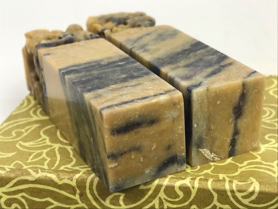 Pair Of Chinese Uncarved Stone Chops Seals And Miniature Reproduction Examples Of Qinghua Porcelain Series Vases And Plates [Photo 7]