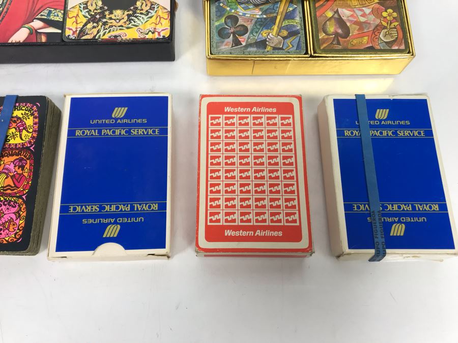 Vintage Playing Cards Collection Featuring Chinese Art Treasures Playing Cards, Airline Advertising Cards And Autobridge Bridge Game With Box [Photo 10]