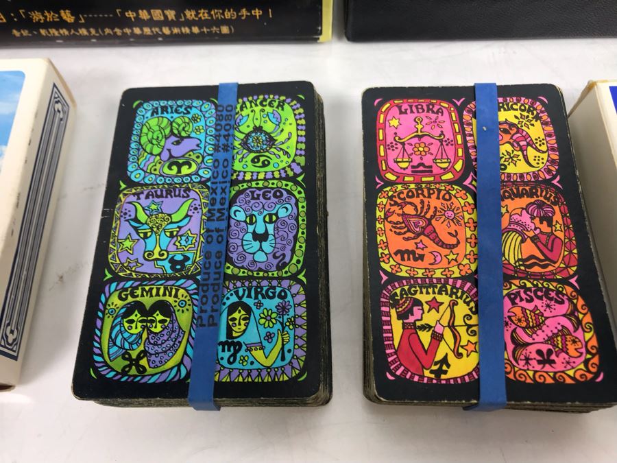 Vintage Playing Cards Collection Featuring Chinese Art Treasures Playing Cards, Airline Advertising Cards And Autobridge Bridge Game With Box [Photo 5]