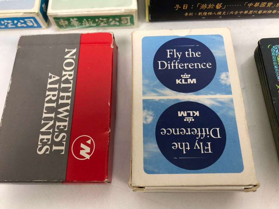 Vintage Playing Cards Collection Featuring Chinese Art Treasures Playing Cards, Airline Advertising Cards And Autobridge Bridge Game With Box [Photo 8]