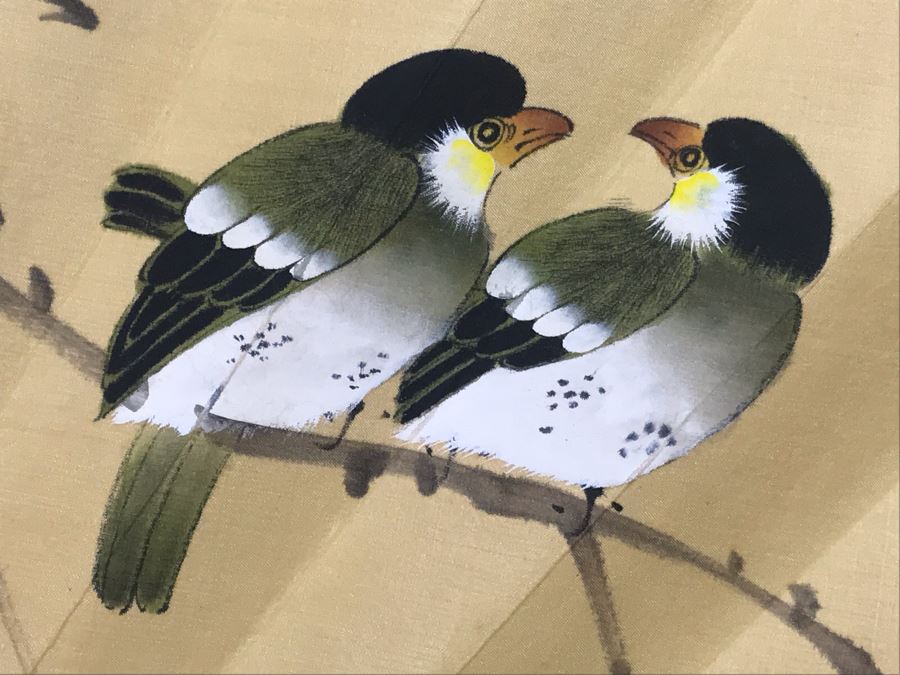 Large Asian Artwork Fan With Original Box [Photo 9]