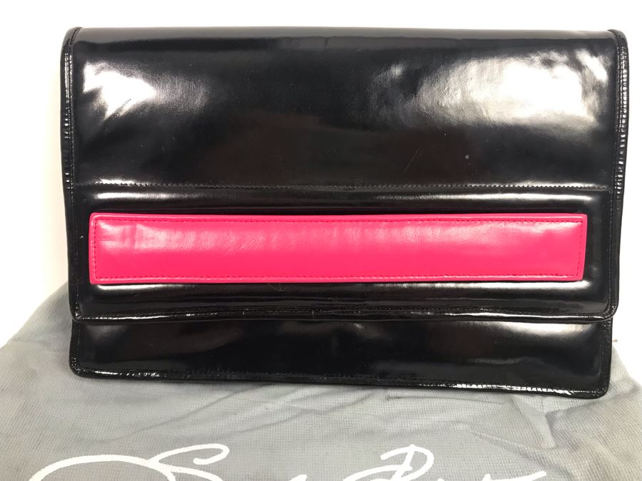 Sandra Roberts Eighties Style Clutch Handbag With Multiple Colored Velcro Bands And Dust Cover [Photo 4]