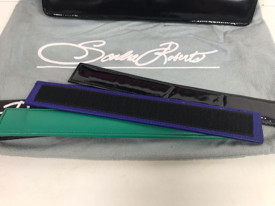 Sandra Roberts Eighties Style Clutch Handbag With Multiple Colored Velcro Bands And Dust Cover [Photo 5]