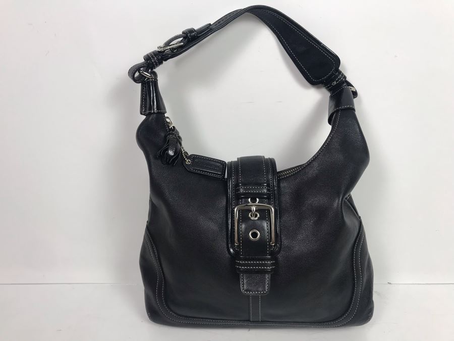 Black Leather Coach Handbag
