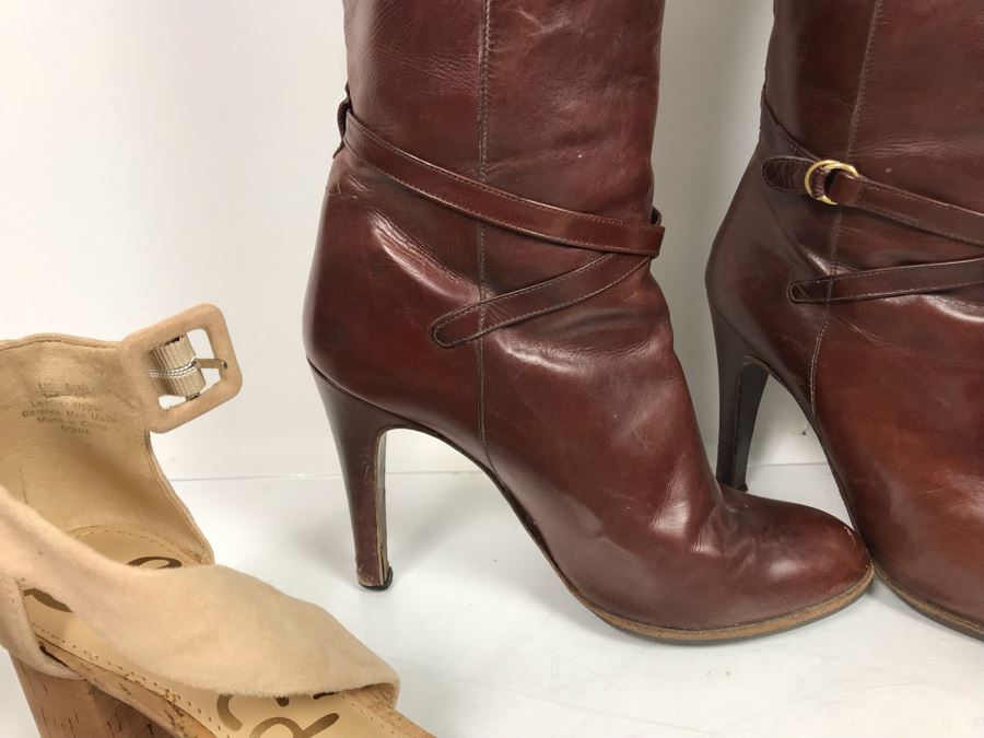 Darry Stewart Black Leather Boots, Arnold Churgin Brown Leather Boots Handmade In Spain And Sam Edelman Heels Size 5 [Photo 6]