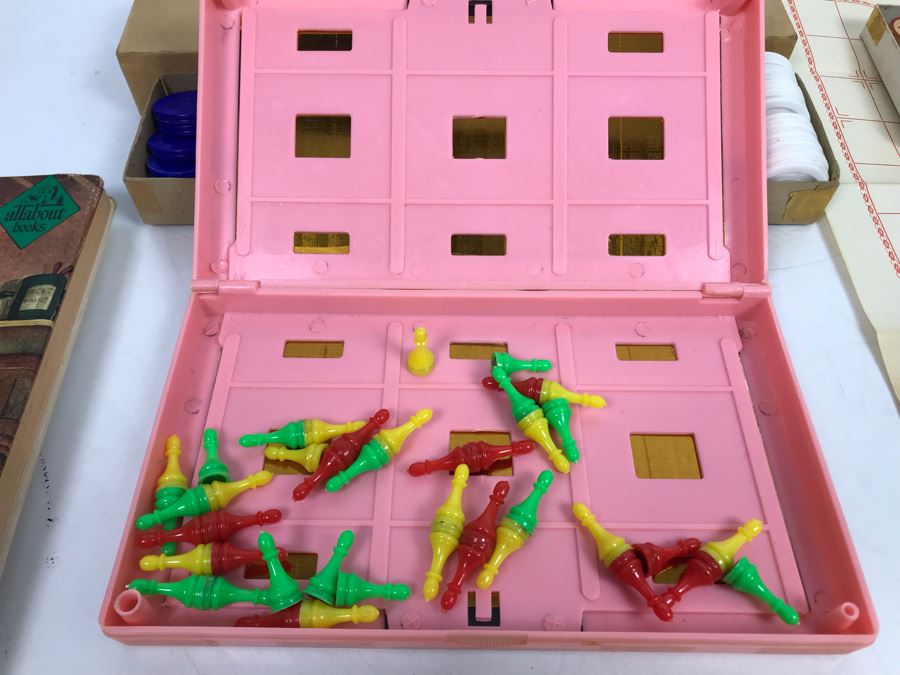 Vintage Wooden Chinese Chess Set, Magnetic Chess Set, Plastic Poker Chips And Vintage Hardcove Books: Seeing Stars And All About Radio And Television [Photo 19]