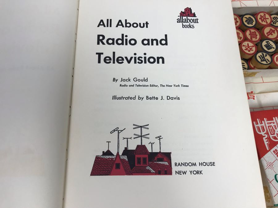 Vintage Wooden Chinese Chess Set, Magnetic Chess Set, Plastic Poker Chips And Vintage Hardcove Books: Seeing Stars And All About Radio And Television [Photo 15]