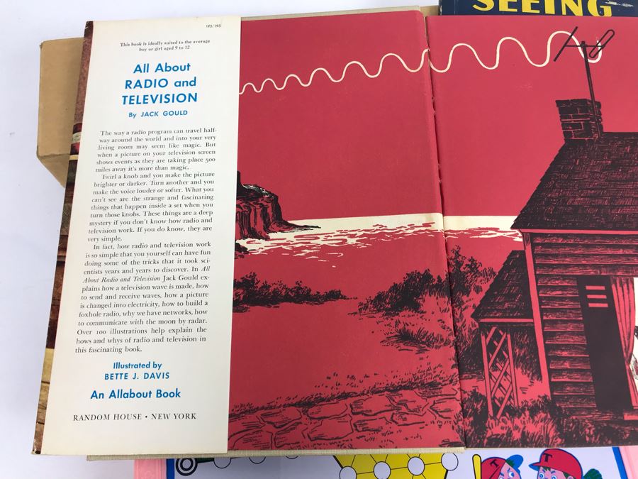 Vintage Wooden Chinese Chess Set, Magnetic Chess Set, Plastic Poker Chips And Vintage Hardcove Books: Seeing Stars And All About Radio And Television [Photo 13]