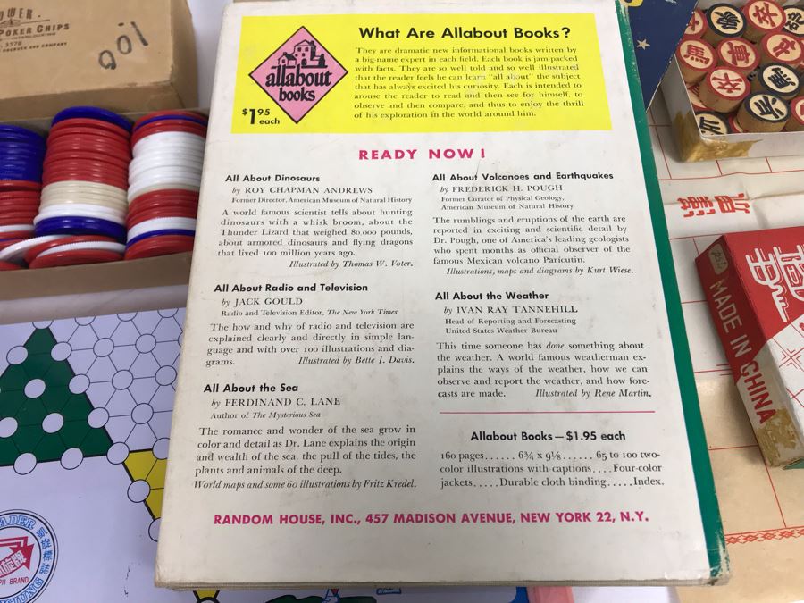 Vintage Wooden Chinese Chess Set, Magnetic Chess Set, Plastic Poker Chips And Vintage Hardcove Books: Seeing Stars And All About Radio And Television [Photo 18]