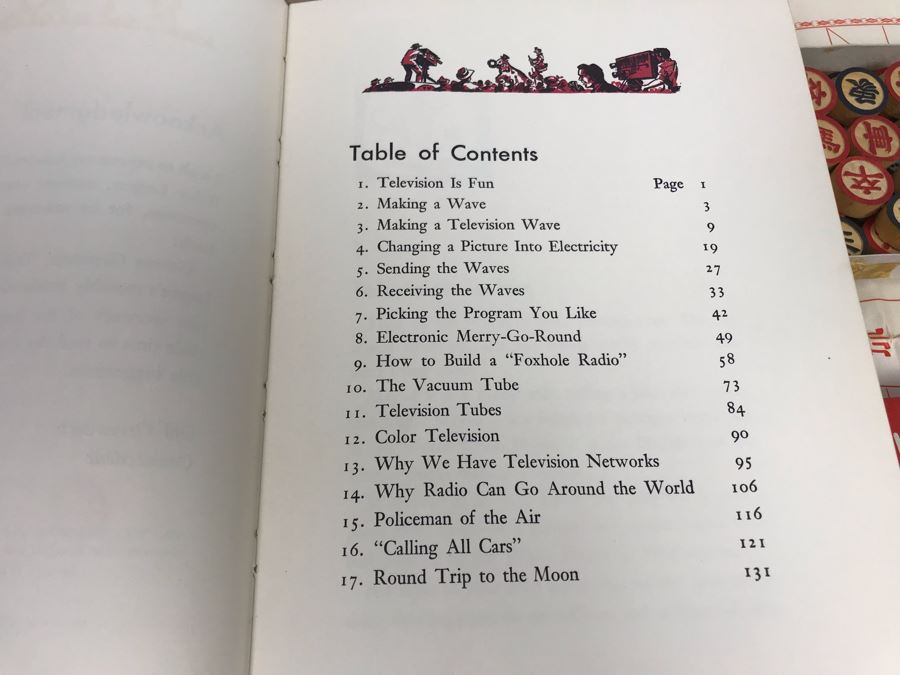 Vintage Wooden Chinese Chess Set, Magnetic Chess Set, Plastic Poker Chips And Vintage Hardcove Books: Seeing Stars And All About Radio And Television [Photo 17]