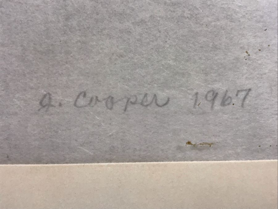 Mid-Century 1967 J. Cooper Signed A.P. Artist Proof Print Framed 14.5' X 18.5' [Photo 5]
