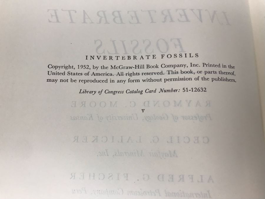 1st Edition 1952 Invertebrate Fossils Hardcover Book With Illustrations