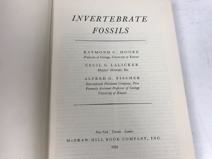 1st Edition 1952 Invertebrate Fossils Hardcover Book With Illustrations