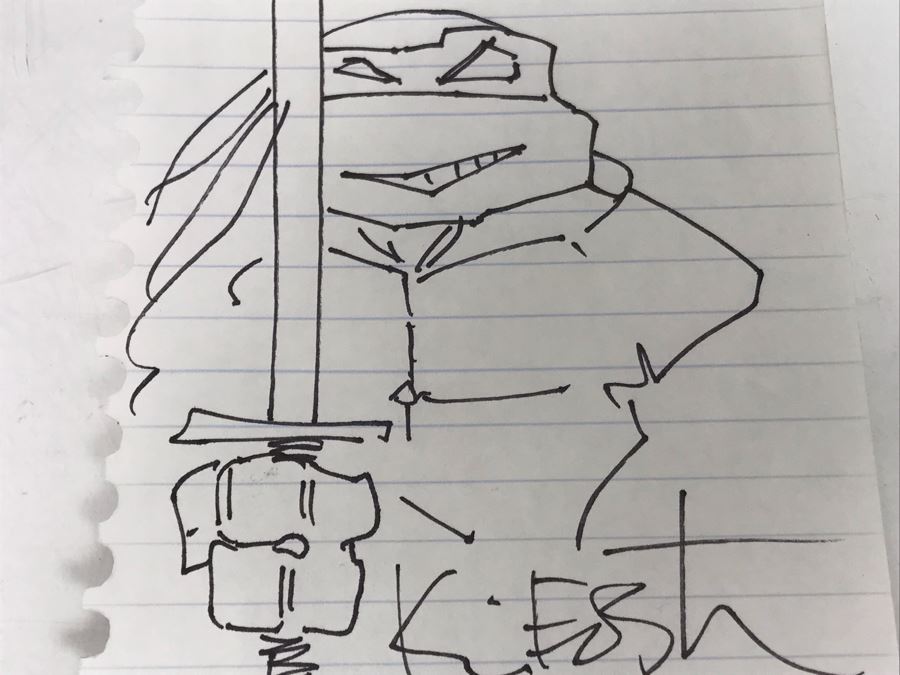 Vintage 1999 Kevin Eastman Illustration And Signature Of Teenage Mutant Ninja Turtles TMNT Comic Books 4' X 5.5' [Photo 4]