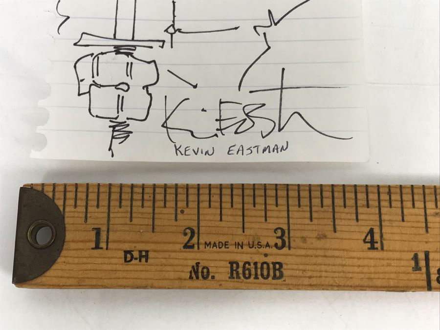 Vintage 1999 Kevin Eastman Illustration And Signature Of Teenage Mutant Ninja Turtles TMNT Comic Books 4' X 5.5' [Photo 5]