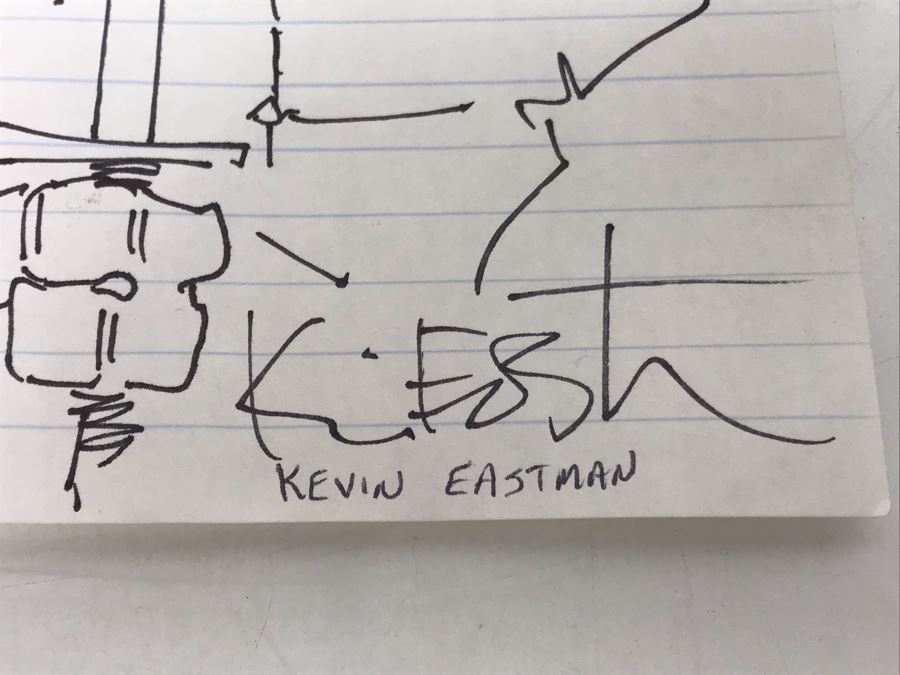 Vintage 1999 Kevin Eastman Illustration And Signature Of Teenage Mutant Ninja Turtles TMNT Comic Books 4' X 5.5' [Photo 3]