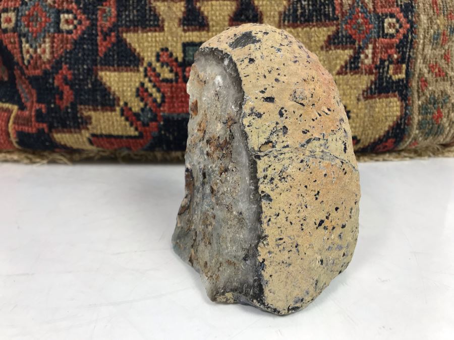 Polished Geode Bookend 4'H And Persian Rug Pillow 15' X 20' [Photo 4]