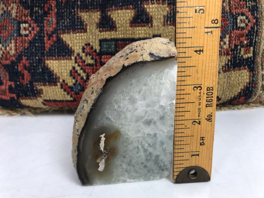 Polished Geode Bookend 4'H And Persian Rug Pillow 15' X 20' [Photo 7]