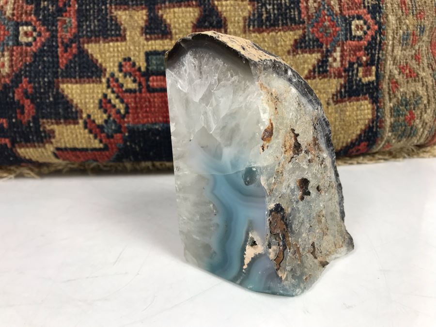 Polished Geode Bookend 4'H And Persian Rug Pillow 15' X 20' [Photo 3]