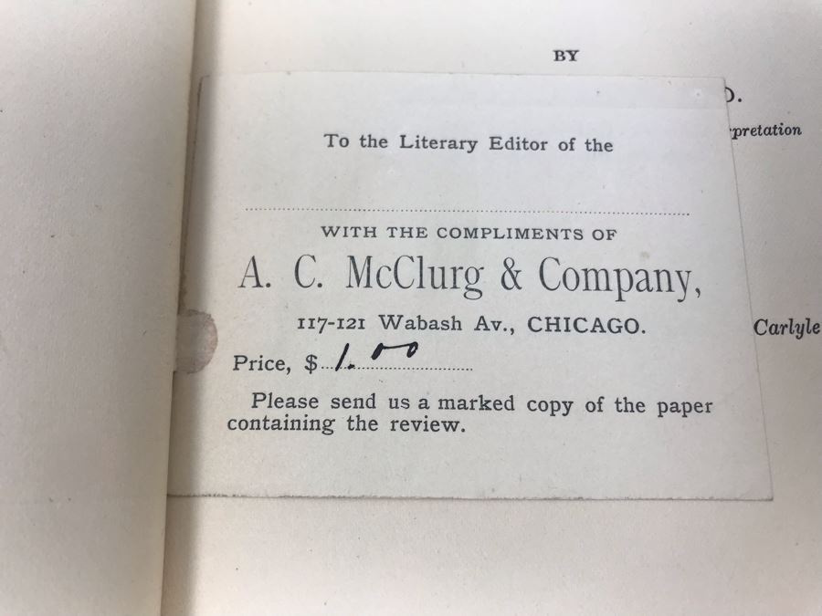 Antique 1889 Hardcover Book The Poetry Of Job By George H. Gilbert A. C. McClurg & Company With Tag Requesting Book Review [Photo 4]