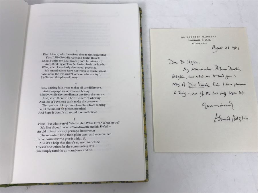 Privately Printed First Edition Book 1983 Don Tomas Fragment Of An Autobiographical Epic By Thomas Lionel Hodgkin With Personalized Signed Letter By Thomas Hodgkin 274 Of 300 Copies [Photo 11]