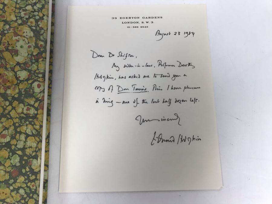 Privately Printed First Edition Book 1983 Don Tomas Fragment Of An Autobiographical Epic By Thomas Lionel Hodgkin With Personalized Signed Letter By Thomas Hodgkin 274 Of 300 Copies [Photo 2]