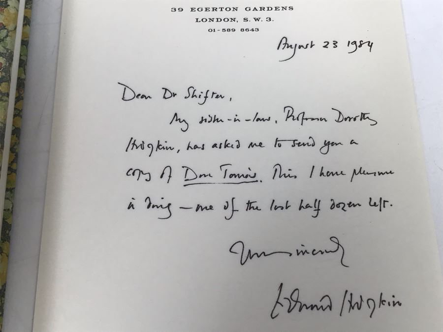Privately Printed First Edition Book 1983 Don Tomas Fragment Of An Autobiographical Epic By Thomas Lionel Hodgkin With Personalized Signed Letter By Thomas Hodgkin 274 Of 300 Copies [Photo 4]