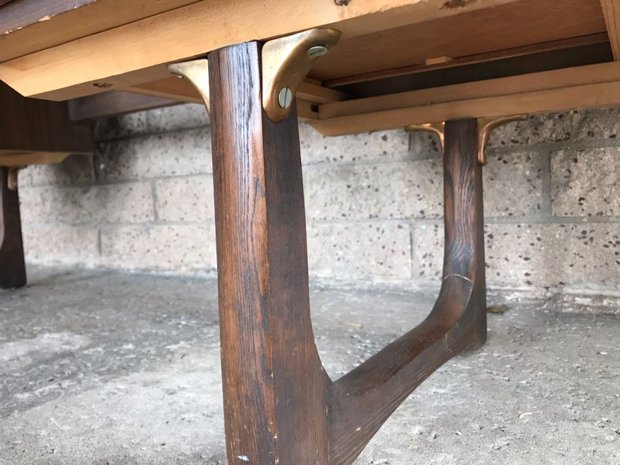 Mid-Century Modern Desk (Upper Left Drawer Pull Is Cracked) [Photo 13]