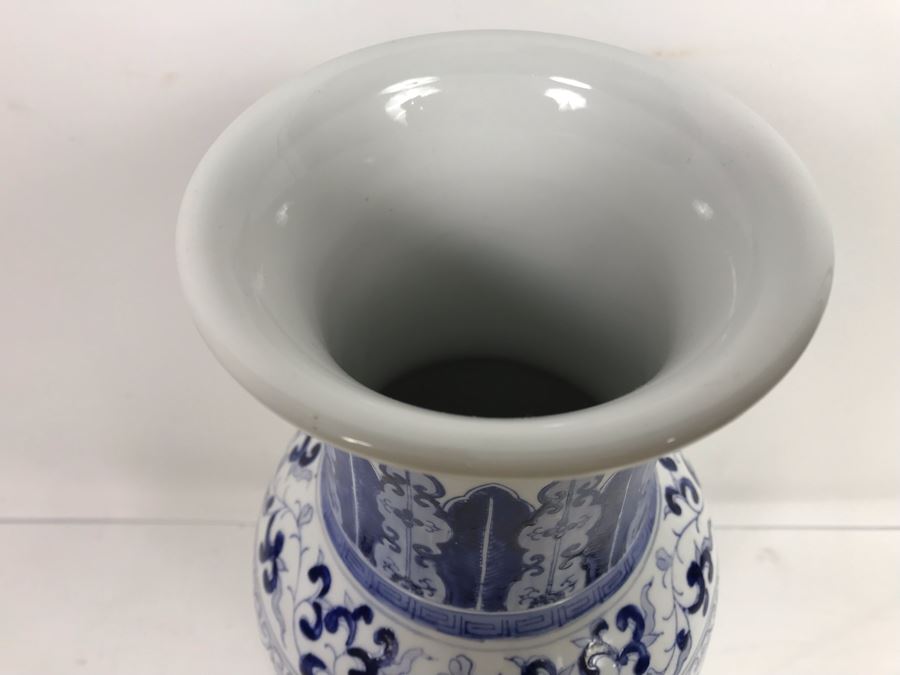 Signed Handpainted Asian Blue And White Vase 14'H [Photo 13]