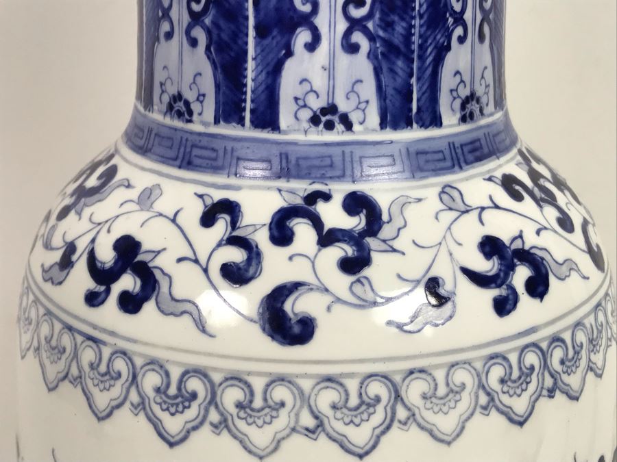Signed Handpainted Asian Blue And White Vase 14'H [Photo 6]