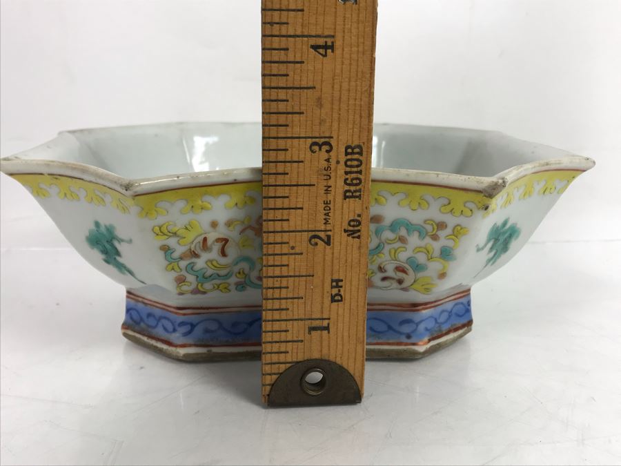 Signed Old Chinese Porcelain Bowl 7.5' X 6' X 2.5'H Slight Chip In Corner [Photo 21]