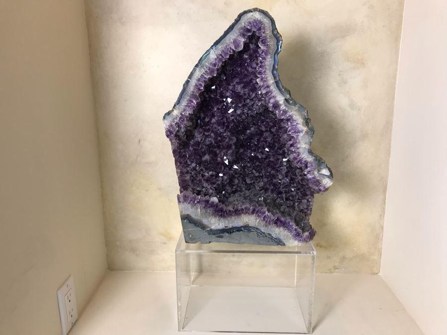 Stunning Large Amethyst Geode 19.5'H With Acrylic Clear Stand Retails $1,500 [Photo 2]