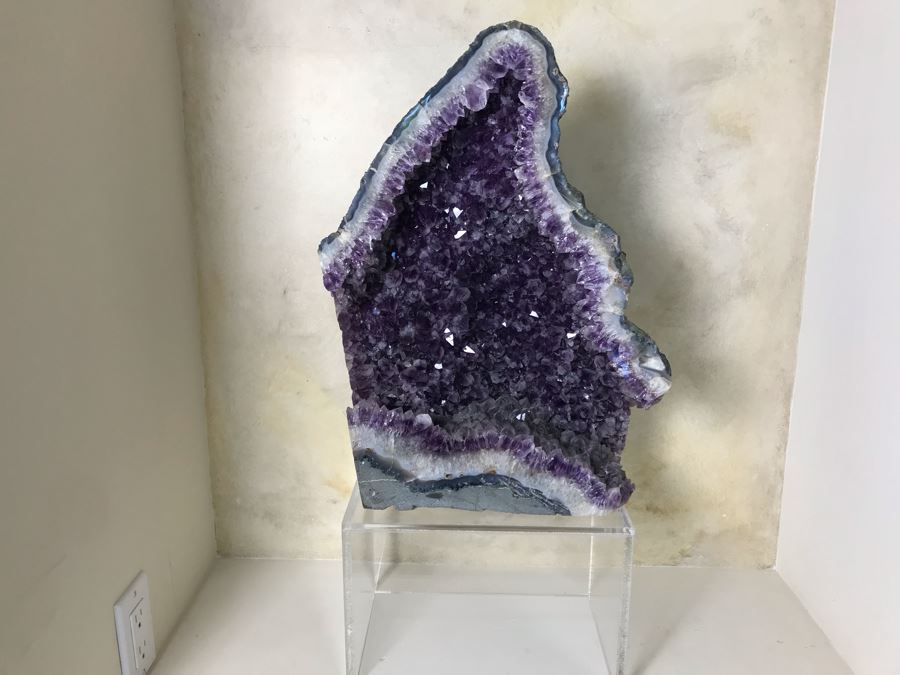 Stunning Large Amethyst Geode 19.5'H With Acrylic Clear Stand Retails $1,500 [Photo 4]