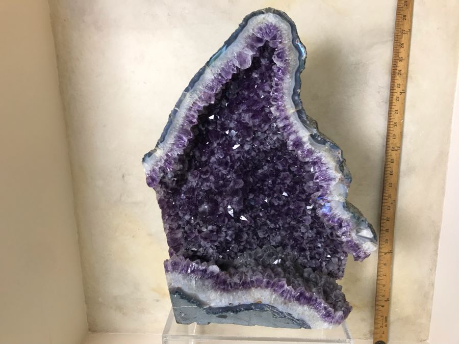 Stunning Large Amethyst Geode 19.5'H With Acrylic Clear Stand Retails $1,500 [Photo 23]