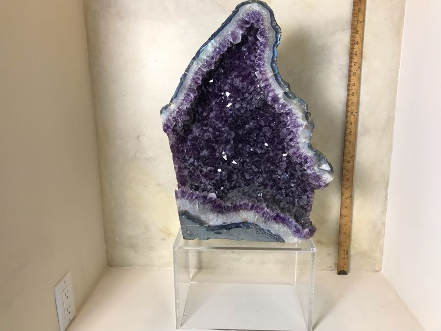Stunning Large Amethyst Geode 19.5'H With Acrylic Clear Stand Retails $1,500 [Photo 22]