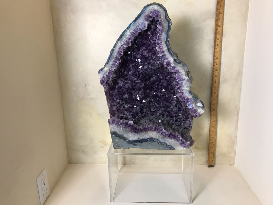 Stunning Large Amethyst Geode 19.5'H With Acrylic Clear Stand Retails $1,500 [Photo 29]