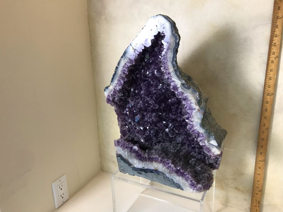 Stunning Large Amethyst Geode 19.5'H With Acrylic Clear Stand Retails $1,500 [Photo 24]