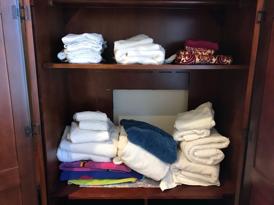 Guest Wooden Bedroom Set Includes: (2) Queen Size Sleigh Beds With Mattresses, Boxsprings And Bedding, Dresser With Mirror, (2) Nightstands And Armoire (Armoire Has Chip)  - See Photos [Photo 13]