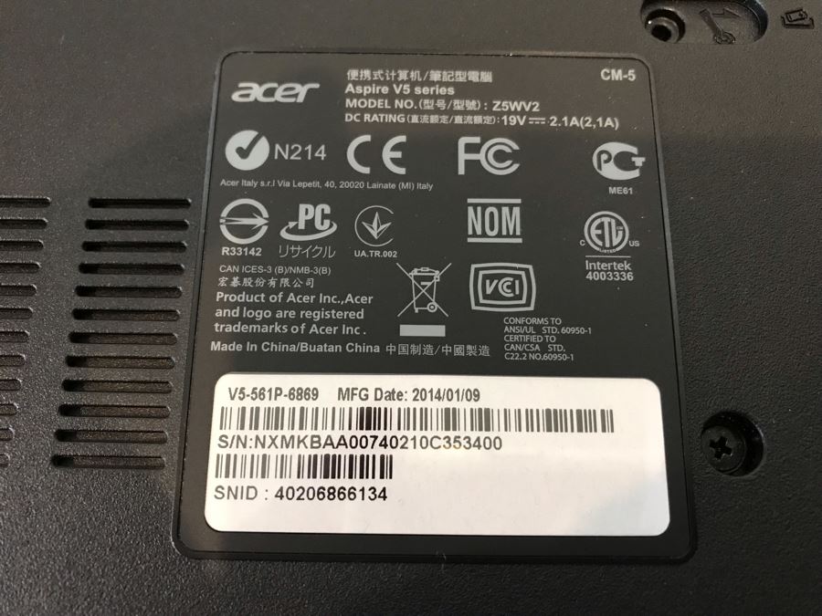 Acer Aspire V5 Series Laptop Computer [Photo 7]