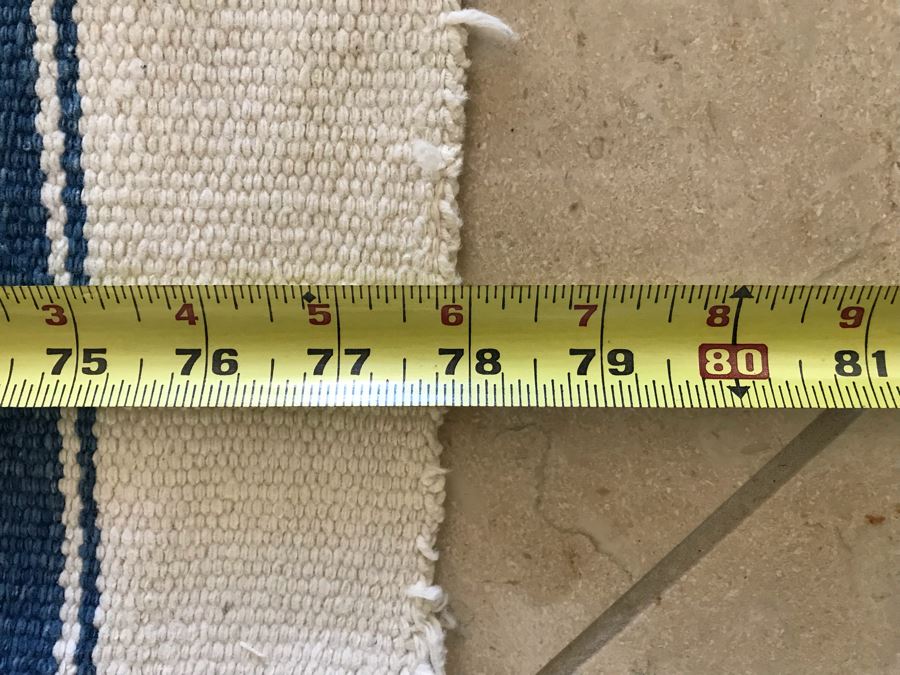 Dhurrie Area Rug Blue And White 78' X 39' [Photo 7]