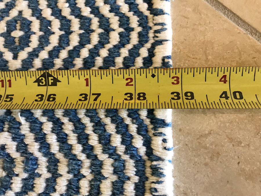 Dhurrie Area Rug Blue And White 78' X 39' [Photo 6]