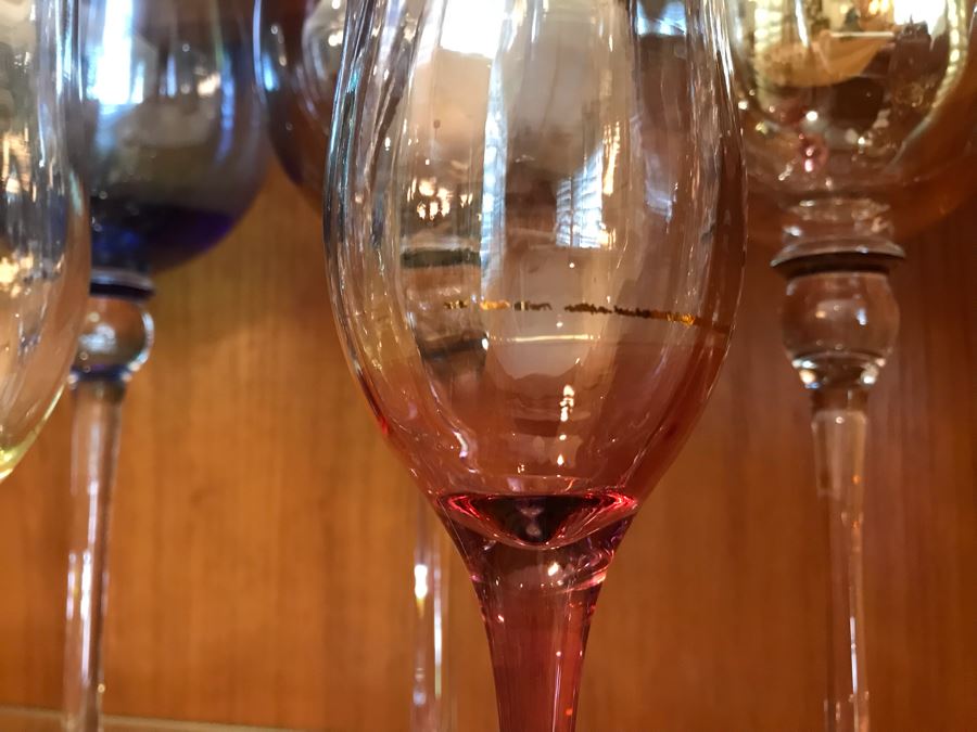 (13) Colored Glass Stemware Lot