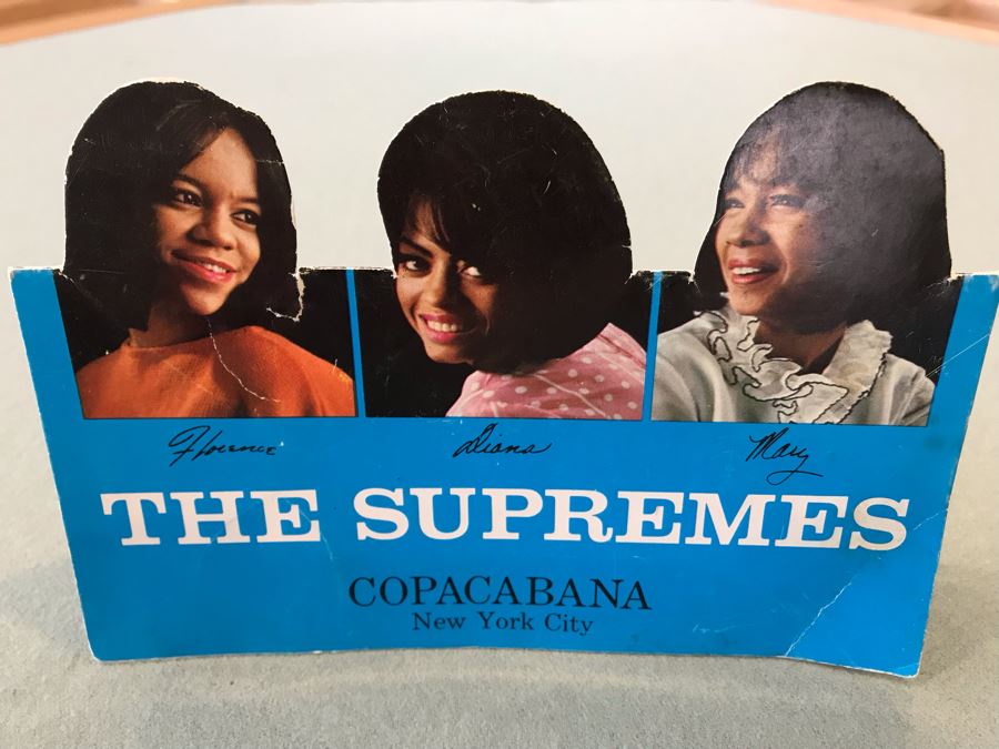 SIGNED The Supremes Table Promotional Card From Debut Engagement At Prestigious Copacabana Nightclub In New York City Signed By Dianna Ross, Florence Ballard And Mary Wilson - Client Attended Event (Cards Were On Each Table) [Photo 4]