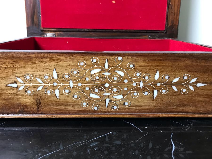 Stunning Wooden Inlaid Bone Book Storage Box Adjustable Stand For Booking Reading [Photo 6]