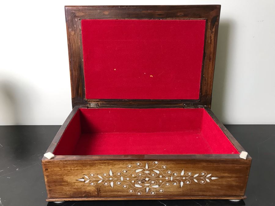 Stunning Wooden Inlaid Bone Book Storage Box Adjustable Stand For Booking Reading [Photo 5]