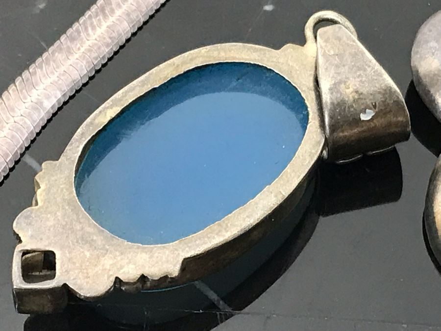 Sterling Silver Jewelry Lot: Pair Of Earrings, Bracelet, Stunning Pendant And Necklace 79g Total Weight [Photo 12]