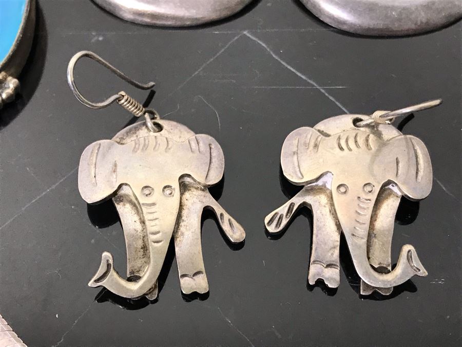 Sterling Silver Jewelry Lot: Pair Of Earrings, Bracelet, Stunning Pendant And Necklace 79g Total Weight [Photo 7]